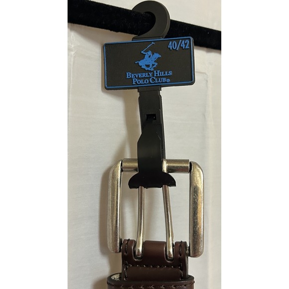 Beverly Hills Polo Club Double Prong Belt Brown. Bonded Leather Size 40/42 Mens‎ - Picture 2 of 5